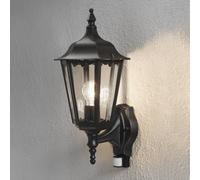Konstsmide Applique extérieur avec détecteur FIRENZE, noir, Verre, Maison de campagne / Rustique