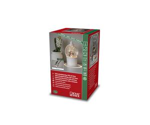 Konstsmide Boule à neige LED Lanterne rotative Scène de Noël blanche remplie d'eau Minuterie 5 heures 1 diode chaude Fonctionne à piles USB Intérieur 3 x AA 1,5 V (non inclus)