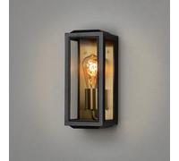 Konstsmide Carpi Box 7348-800 Applique murale d'extérieur Alimentation secteur 12 x 12 x 28 cm E27 Max 60 W Verre transparent Acier IP44 Noir Laiton