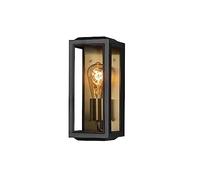Konstsmide Carpi Box 7348-800 Applique murale d'extérieur Alimentation secteur 12 x 12 x 28 cm E27 Max 60 W Verre transparent Acier IP44 Noir Laiton
