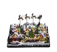 Konstsmide Décorations de Noël Scène LED, avec Musique, Fonctionne à Piles ou USB, intérieur, câble Noir, polyrésine PVC, résine, Multicolore, Grand Village