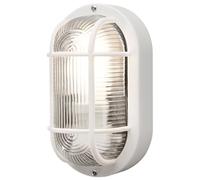 Konstsmide Elmas 7650-200 Applique murale d'extérieur en verre transparent nervuré en plastique IP44 Blanc 12 x 10,5 x 20 cm