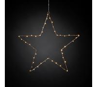 Konstsmide Étoile en métal à LED, couleur cuivre, 5 dents, enveloppée de fil cuivré, minuterie de 6 h, 50 diodes ambrés, fonctionne avec piles, intérieur et fil cuivré - 1200-663