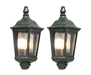 Konstsmide Firenze 7229-600 Lot de 2 appliques murales demi-coque E27 en aluminium Vert Hauteur 44 cm