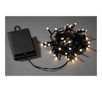 Konstsmide Guirlande lumineuse à LED, avec interrupteur et minuterie de 6 h, avec 8 fonctions et fonction de mémorisation, effet givré, 40 diodes blanc chaud, à piles, extérieur, Câble noir - 3724-130