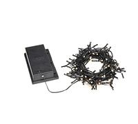 Konstsmide Guirlande lumineuse, avec interrupteur marche/arrêt, détecteur crépusculaire et minuterie 6 h et 9 h, effet givré, 120 diodes blanc chaud, à piles, extérieur (IP44), Câble noir - 3729-130