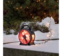 Konstsmide Guirlande lumineuse micro LED avec enrouleur de câble - Noir et rouge - 600 diodes ambre - Transformateur extérieur 30 V - 6 W - Câble souple noir