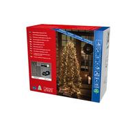 Konstsmide Guirlande lumineuse micro-LED compactes voile pour sapin avec anneau, 6 cordons de 180 diodes, minuterie 8H, 1080 diodes blanc chaud, Transformateur extérieur 30V, Câble noir - 6651-100