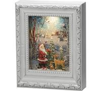 Konstsmide Lanterne à eau LED, blanc antique, cadre photo, « Père Noël avec des animaux », avec interrupteur marche/arrêt, minuterie 5h, 1 diode blanc chaud, à piles et USB, intérieur, 4275-200