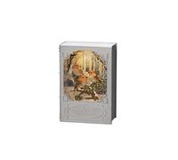 Konstsmide Lanterne à eau LED « Livre avec Rouge-gorge », blanc, remplie d'eau, minuterie 5h, 1 diodes blanc chaud, à piles et USB, intérieur, 4285-200