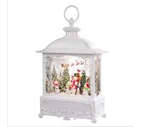 Konstsmide Lanterne boule à neige LED Père Noël traîneau avec rennes et village - Remplie d'eau - Décorations de Noël - Utilisation en intérieur (IP20) - Fonctionne avec 3 piles AA 1,5 V (non