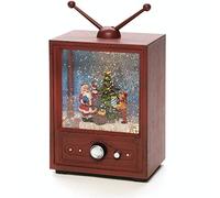Konstsmide Lanterne TV Boule à Neige LED « Santa and Child Scene » / Lanterne de Noël Blanc Chaud/diode/transformateur ou Pile 3 x AA 1,5 V (excl.) / Fonction Musicale Huit chansons en Option