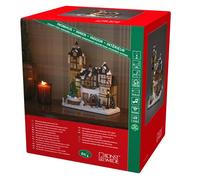 Konstsmide Maison à fibre optique LED avec scène de bourgeon et arbre de Noël rotatif, avec musique, 6 diodes multicolores, transformateur intérieur 4,5 V / fonctionnement à piles, intérieur 0,3 W, câble noir, batterie : 3 x AA 1,5 V (non incluse).