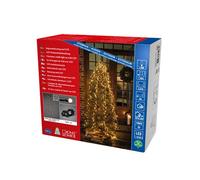Konstsmide Micro LED Compactlights Gaine avec anneau 6 brins de 110 diodes dépolies, minuteur 8h, 660 diodes ambrées, transformateur extérieur 30 V (IP44), 6 W, câble noir