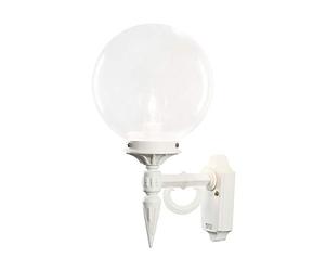 Konstsmide Orion Up Applique Murale d'extérieur Faite à la Main Alimentation Secteur 1 x 60 W E27 Max Applique Murale/Globe en Verre Transparent/Aluminium / IP23 / Lumière extérieure Blanche