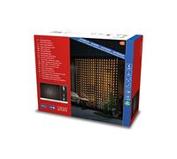 Konstsmide Rideau lumineux à LED en forme de gouttes, 400 diodes de couleur ambre, 30 V, extérieur (IP44), Câble transparent - 4052-803