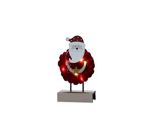 Konstsmide Silhouette en bois à LED "Père Noël avec du coton", rouge, minuterie 6H, 6 diodes blanc chaud, à piles, intérieur, 3267-550
