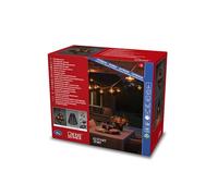 Konstsmide Système de guirlandes de terrasse à LED, kit de base avec variateur, 10 diodes de couleur ambre, 24 V, extérieur (IP44), Câble noir - 2333-870