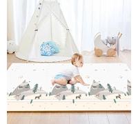 KONTARBOOR Tapis de Jeu pour Enfant Bébé 180 x150 x 1cm - Tapis de Sol XXL en Mousse Epais Pliable Reversible - 2 Design DIFFERENTS - Tapis d'éveil pour Bébé - Eveil sensoriel.