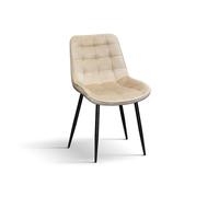 KONTE.DESIGN Lot de 4 chaises BARCELONE recouvertes de velours beige et pieds en métal noir