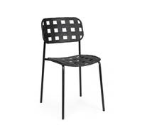 KONTE.DESIGN Lot de 4 chaises CLOVER en polypropylène noir et structure en acier, empilable