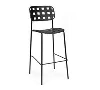 KONTE.DESIGN Lot de 4 tabourets CLOVER en polypropylène noir et structure en acier, empilables
