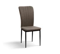 KONTE.DESIGN Lot de 6 chaises AMSTERDAM en tissu marron et pieds en métal noir