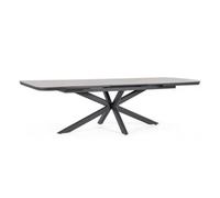 KONTE.DESIGN Table extensible PASCAL en pierre naturelle et structure en aluminium anthracite 200x100 cm - 260x100 cm