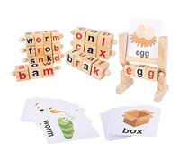 KONTONTY 1 Ensemble Jeu Éducatif avec Blocs de Lettres Rotatifs et Cartes Apprentissage pour Jouets Éveil pour Développer la Mémoire Reconnaissance des Mots