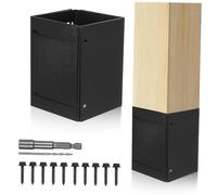 KONTONTY 1 Ensemble Kit de Protection des poteaux Protecteur Trousse Ajustable Poste enveloppe protectrice de Poteau de clôture couvertures de Poteau de Pont Métal Black
