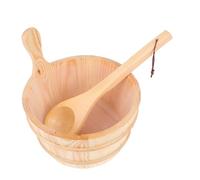 KONTONTY 1 Ensemble Seau en Bois cuillère en Bois Sauna extérieur Seau de Sauna kit d'accessoires pour Sauna Trousses de Bain tonneau de Bain en Bois Fournitures de Sauna Jaune
