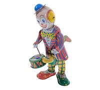 KONTONTY 1 Pc de Clown de de Clown Robot Ancien Batteur de Jouets en étain Vintage Clown tambourinaire en Fer Clown de Bureau en Fer