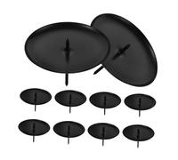 KONTONTY 10 Pièces Ornements D'assiettes à Bougies Titulaire Plaque De Bougie Pilier Bricolage Plateau Grand Cône Plaque De Bougie Couronne Piédestal Conique Black Le Fer