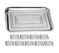 KONTONTY 10 Pièces Plateau de Service Rectangulaire en Acier Inoxydable | Surface Lisse et Design Poli, pour Hôtels, Traiteur, Barbecue et Cuisson Vapeur
