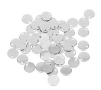KONTONTY 100 Pièces Porte-clés en acier inoxydable charmes vierges en acier inoxydable pendentifs disque vierges graver des disques charmes de pièces Pendentif rond Silver