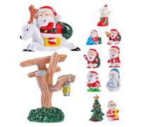KONTONTY 11pièces Miniatures De Noël Résine Père Noël Élan Arbre Bonhomme pour Loisirs Décoration De Maison De Poupée Hiver