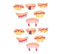 KONTONTY 12 pièces Fausses Dents Halloween Accessoire Zombie Dentier Sûr et Confortable pour Déguisement Vampire et Fête Carnaval