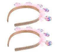 KONTONTY 2 pièces Bandeau Cheveux Bonbon Rose Plastique Confortable pour Filles Accessoire Doux pour Anniversaire Fête Costumée et Usage Lot
