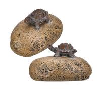 KONTONTY 2 pièces Cachette à Clés Résine Forme Pierre Tortue Boîte Étanche Extérieure Espace pour Rangement Sécurisé Décor Jardin et Bureau