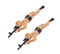 KONTONTY 2 Pièces des Jouets à Ramper Soldat Hommes de l'armée Soldats de bébé Enfant Soldat Figurine Rampante de Soldat Petits Soldats Figurine de Soldats Plastique Brun