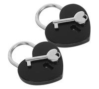 KONTONTY 2 Pièces Heart Shaped Padlock With Key Set Small Metal Locks For Diary Jewelry Box Storage Case Love Lock Bridge Romantic Decorative Security