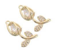 KONTONTY 2 Pièces Pendentif Fleur Tulipe Or pour Femmes, Alliage Rhinestone | Charme Élégant, Finition Polie et Éclat Dégradé, Usage Quotidien ou Petites Réunions, Léger et Symétrique