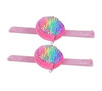 KONTONTY 2 Pièces Portefeuille Anneau Pop Changer De Bracelets Jouets Bracelets De Claquement D'animaux En Peluche à Monnaie Bracelet Claque Enfant Pièce De Monnaie Chiffon Rose