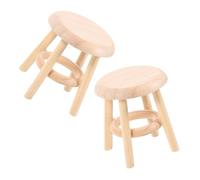 KONTONTY 2 Pièces Scale Lightweight Round Bar Stool for Dollhouse Kitchen Living DIY Mini Scene Accessories