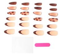 KONTONTY 24 Pièces Faux Ongles Amande -longs Imprimé Léopard Marron, Plastique, Couverture Complète, Style Chic et Transformation Rapide pour Femmes Automne Hiver