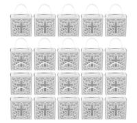 KONTONTY 25 Pièces Lot de 25 Boîtes en Papier Blanc à Croix Ajourée, Sachets Présents pour Baptême et Communion, Boîtes à Dragées Religieuses avec Poignées Intégrées pour Fêtes Chrétiennes