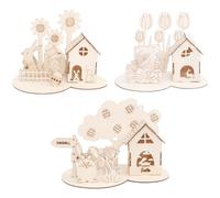 KONTONTY 3 Ensembles Cabane de Pâques toys easter decoration de paque abri buches Puzzle éducatif et de divertissement puzzles en bois pour de puzzle d'apprentissage pour enfants