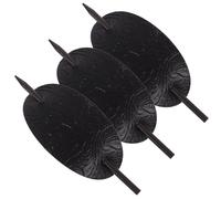KONTONTY 3 Pièces Barrette en Cuir Noir avec Bâton en Bois pour Chignon Élégant, Accessoire Confortable pour Cheveux Longs et Queue de Cheval