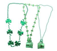 KONTONTY 3 pièces Collier Saint Patrick Lot de Chaînes Perles Shamrock et pour Fête et Carnaval