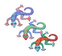 KONTONTY 3 Pièces Décoration Murale Gecko Sculpture Colorée pour Décor Intérieur Extérieur Ornements pour Jardin Restaurant